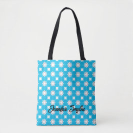 Prachtige turquoise blauw met geometrisch patroon tote bag