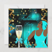 Prachtige Turquoise Blauwe Glitter Divaverjaardag Kaart (Voorkant)