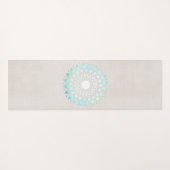 Prachtige Turquoise Blauwe Lotus Mandala Yogamat (Achterkant (horizontaal))