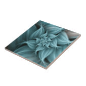 Prachtige turquoise bloemfractal tegeltje (Zijkant)