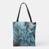 Prachtige turquoise bloemfractal  tote bag (Achterkant)