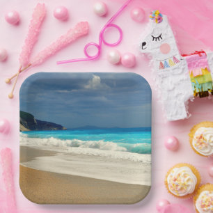 Prachtige Turquoise Blue Zee tropische fotografie Papieren Bordje