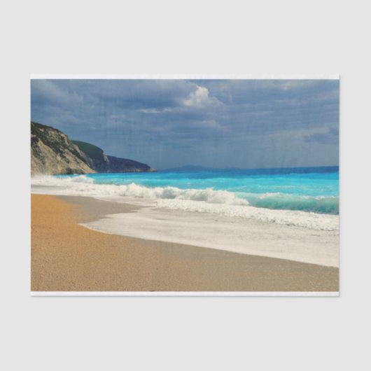 Prachtige Turquoise Blue Zee tropische fotografie Tissuepapier (Voorkant)