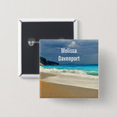 Prachtige Turquoise Blue Zee tropische fotografie Vierkante Button 5,1 Cm (Voorkant /achterkant)