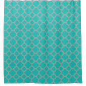 Prachtige Turquoise en grijs Quatrefoil Pattern Douchegordijn (Voorkant)