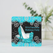 Prachtige Turquoise Glitter Hakken Verjaardagsfees Kaart (Staand voorkant)