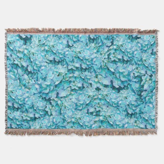 Prachtige, turquoise hortensia bloemen deken (Voorkant)