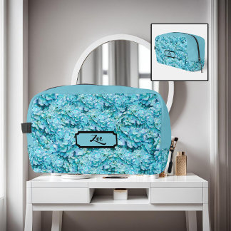 Prachtige, turquoise hortensia bloemen, op maat ge toilettasje
