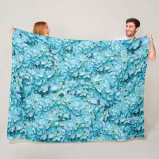 Prachtige, turquoise hortensia bloesems fleece deken