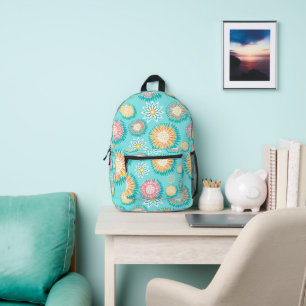 Prachtige turquoise rugzak, een van een soort bedrukte rugzak