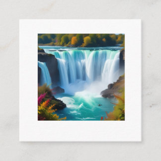 Prachtige Turquoise Waterval | Herfst Natuur Muur Informatiekaartje
