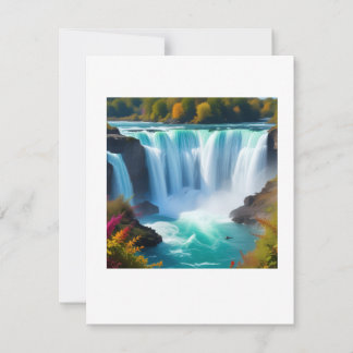 Prachtige Turquoise Waterval | Herfst Natuur Muur RSVP Kaartje
