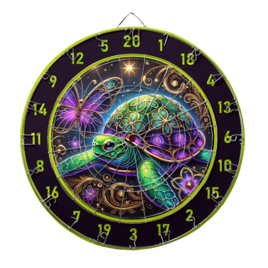 Prachtige Turtle Butterfly Hunting Lodge Art Dartbord (Voorkant)