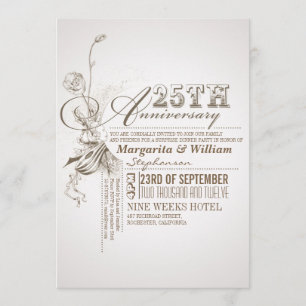 prachtige typografie 25e verjaardag uitnodigingen