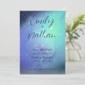 Prachtige typografie onder de sterren Huwelijksaan Save The Date (Staand voorkant)