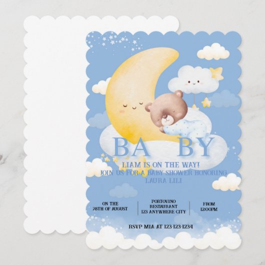 Prachtige uitnodiging tot Baby shower (Voorkant / Achterkant)