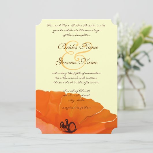 Prachtige uitnodiging tot het uitzenden van papave (Staand voorkant)