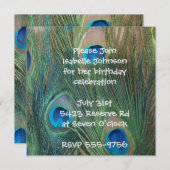 Prachtige uitnodiging van Peacock Birthday (Voorkant / Achterkant)