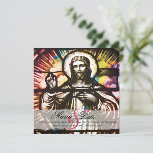 Prachtige uitnodiging voor Christelijk Glas in loo (Staand voorkant)