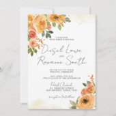 Prachtige uitnodiging voor een Oranje Floral Weddi (Voorkant)