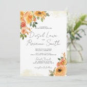 Prachtige uitnodiging voor een Oranje Floral Weddi (Staand voorkant)