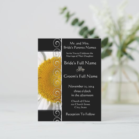 Prachtige uitnodiging voor weduwschap met de legan (Staand voorkant)