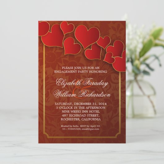 Prachtige uitnodigingen voor verlovingsfeesten (Staand voorkant)