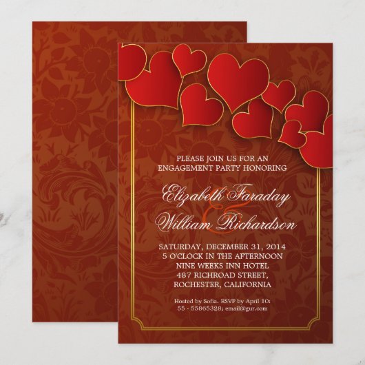 Prachtige uitnodigingen voor verlovingsfeesten (Voorkant / Achterkant)