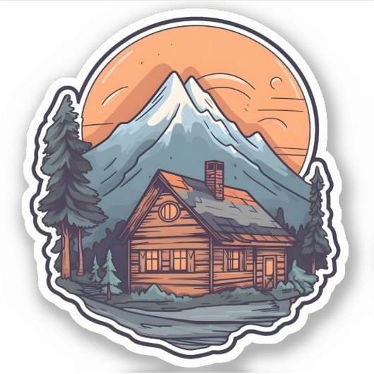 Prachtige Uitzicht Vacation Home Mountain Cabin Sticker (Voorkant)