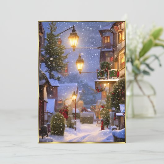 Prachtige Uitzicht voor kerstmis 3 Uitnodiging (Staand voorkant)