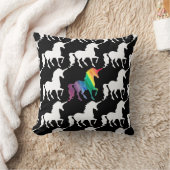 Prachtige Unicorn Rainbow Black & White Pattern Kussen (Deken)