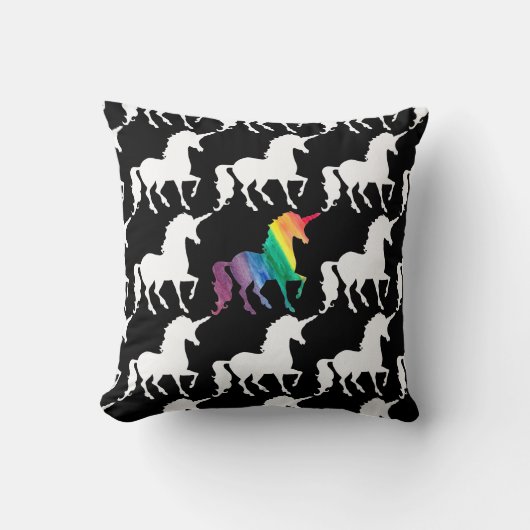 Prachtige Unicorn Rainbow Black & White Pattern Kussen (Voorkant)