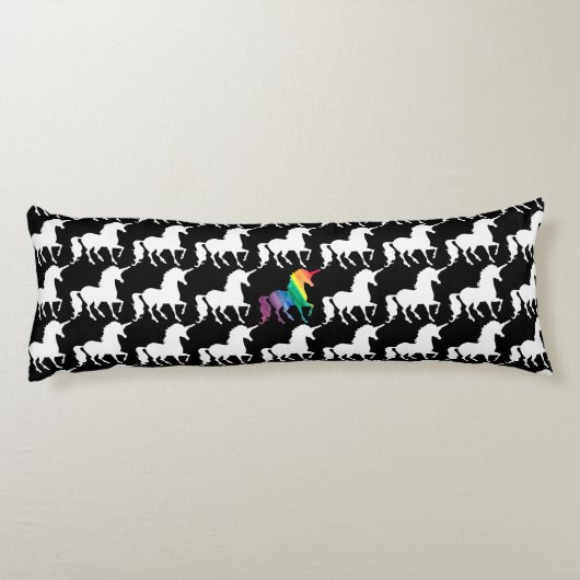 Prachtige Unicorn Rainbow Black & White Pattern Lichaamskussen (Achterkant)