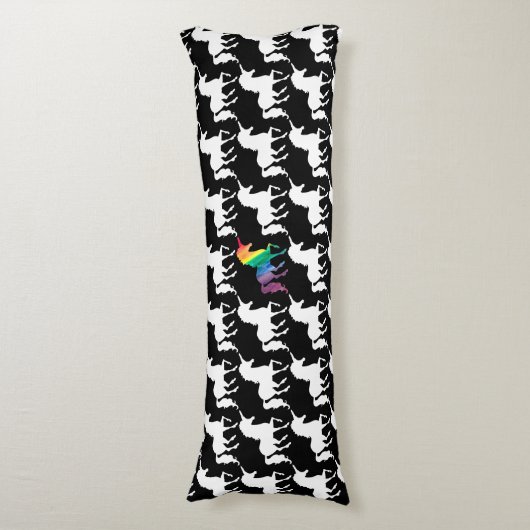 Prachtige Unicorn Rainbow Black & White Pattern Lichaamskussen (Voorkant Verticaal)