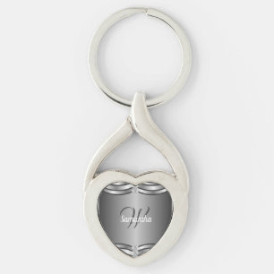 Prachtige, unieke geometrische zilver-monogrammen sleutelhanger