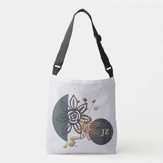 Prachtige unieke gepersonaliseerde Floral-Canvas t Crossbody Tas (Voorkant)