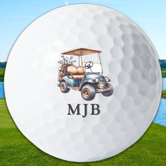 Prachtige unieke golfer kar aangepaste 3 initiële golfballen