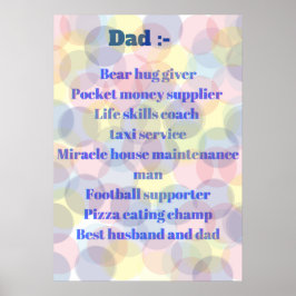 Prachtige vader, een lijst van vaders vaardigheden poster