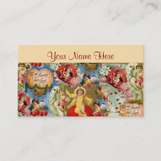 Prachtige  Valentijn Love Cherub Collage Visitekaartje (Voorkant)