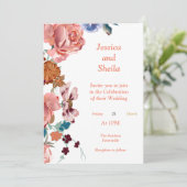 Prachtige veelkleurige bloemen Bruiloft uitnodigin Kaart (Staand voorkant)