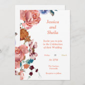 Prachtige veelkleurige bloemen Bruiloft uitnodigin Kaart (Voorkant / Achterkant)