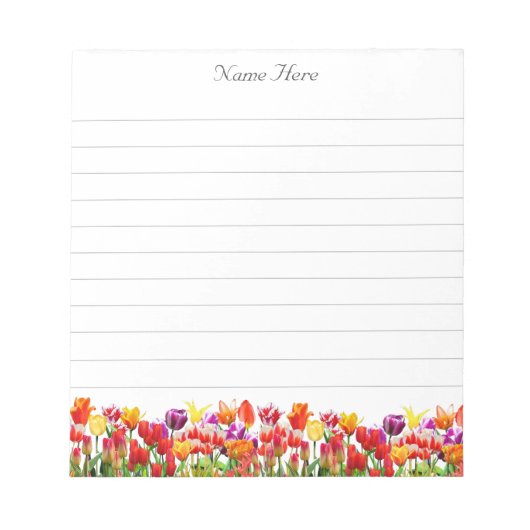 Prachtige veelkleurige tulpenbloemen gevoerd notitieblok (Voorkant)