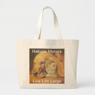 Prachtige verbazingwekkende kat en hond knuffelen grote tote bag