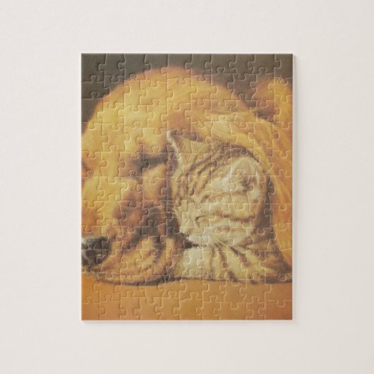 Prachtige verbazingwekkende kat en hond knuffelen legpuzzel (Verticaal)