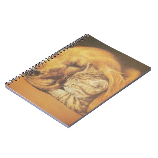 Prachtige verbazingwekkende kat en hond knuffelen  notitieboek (Linkerzijde)