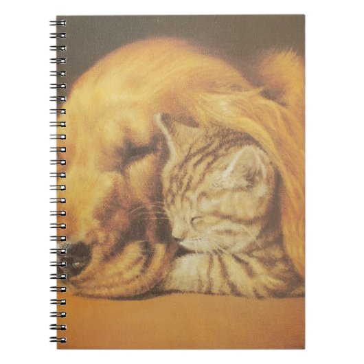 Prachtige verbazingwekkende kat en hond knuffelen notitieboek (Voorkant)