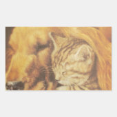 Prachtige verbazingwekkende kat en hond knuffelen  rechthoekige sticker (Voorkant)