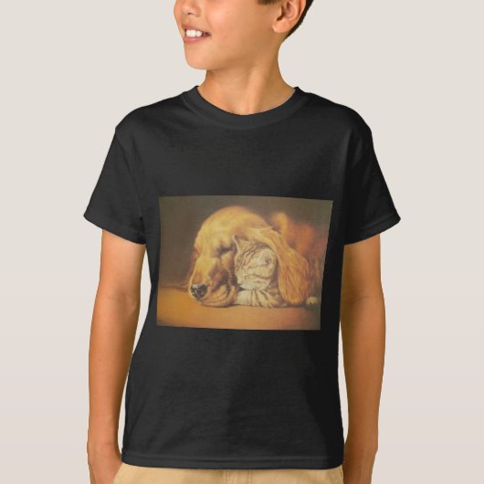 Prachtige verbazingwekkende kat en hond knuffelen  t-shirt (Voorkant)