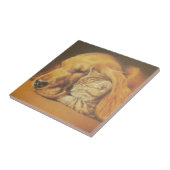 Prachtige verbazingwekkende kat en hond knuffelen  tegeltje (Zijkant)