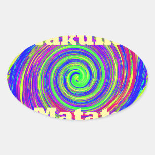 Prachtige verbazingwekkende kleurrijke werveling v ovale sticker